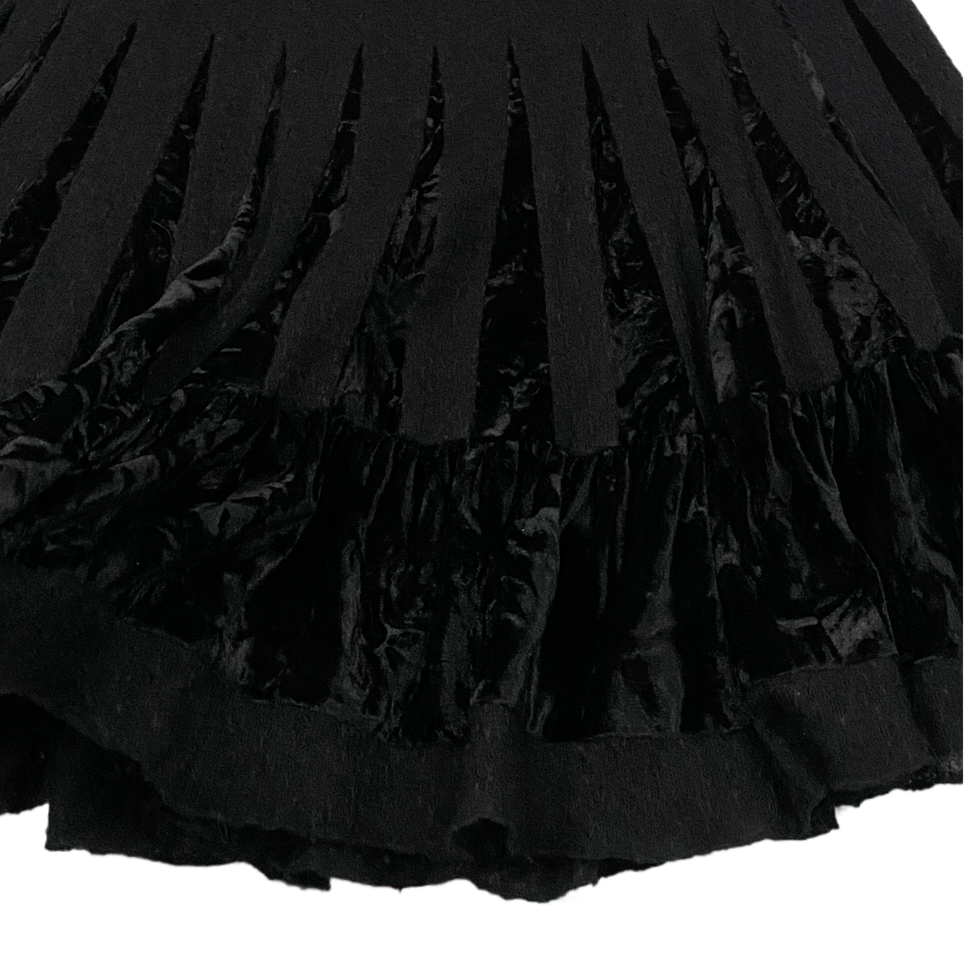 Velvet Paneled Flared Midi Skirt (XL)