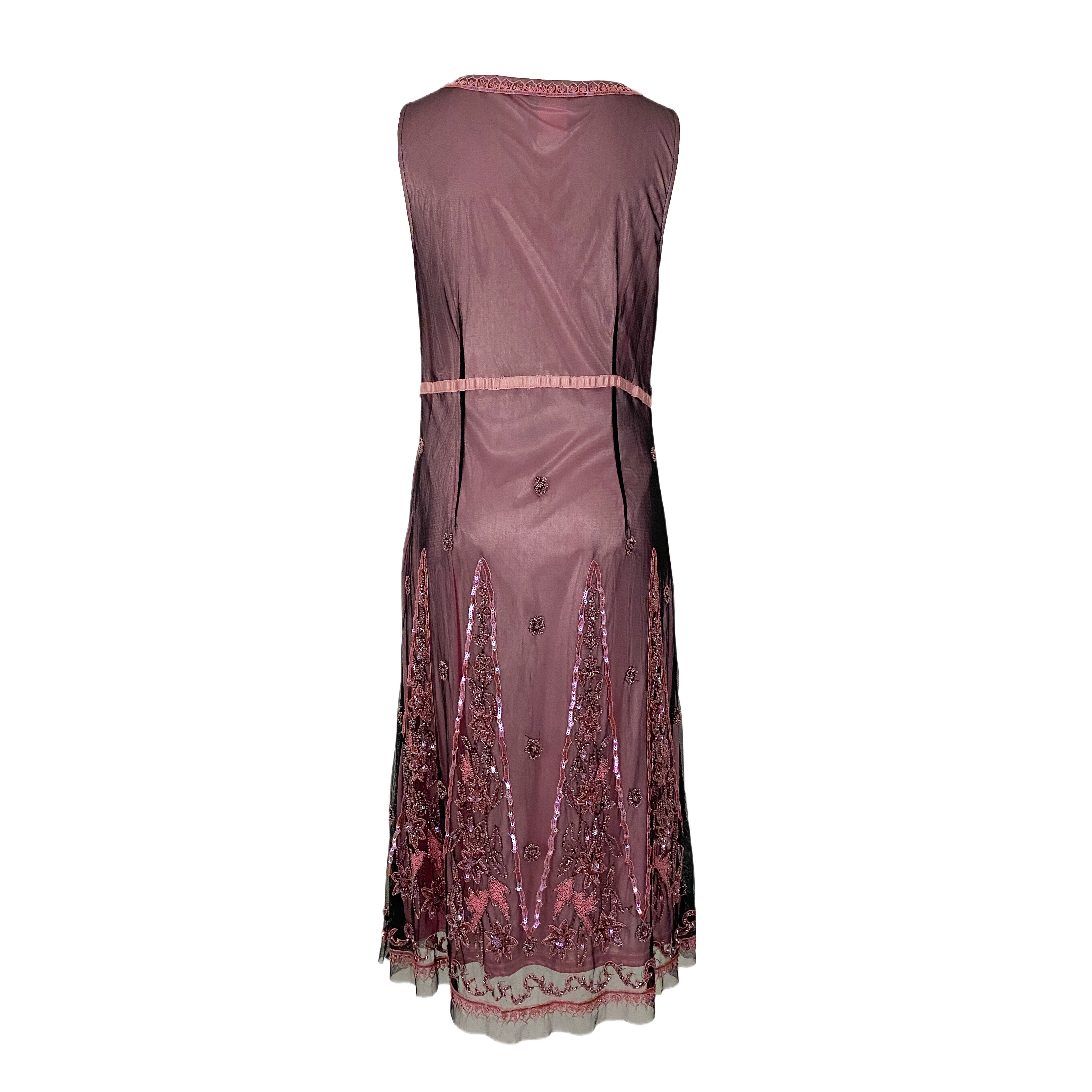 Pink Beaded Mesh Dress (L)