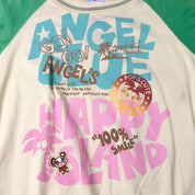Angel Blue "Happy Island" Raglan Sleeve Tee (S-M)