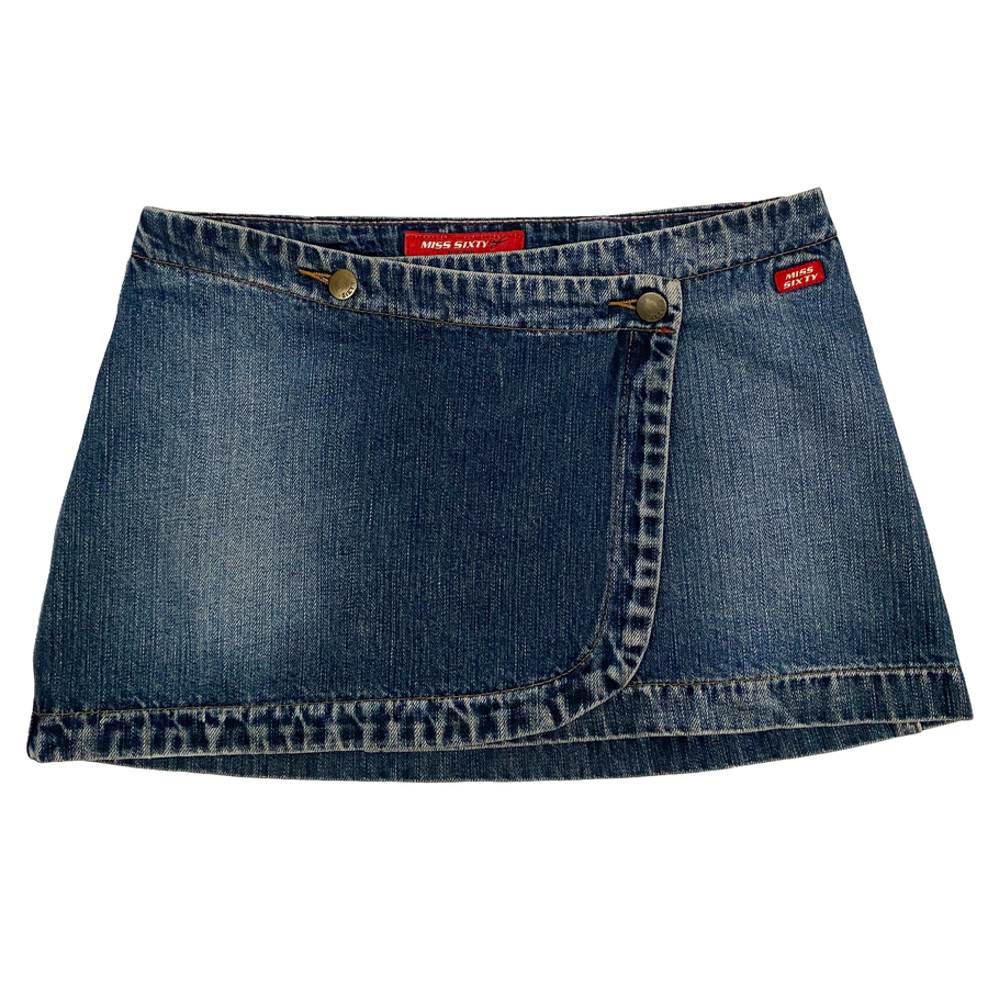 Miss Sixty 2000s Denim Wrap Mini Skirt (XS/S)