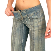 Max Studio 2000s Striped Mid-Rise Belted Flare Jeans (S/M)