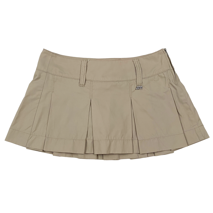 Miss Sixty 2000s Khaki Nylon Low Rise Pleated Mini Skort (XS/S)