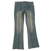 Max Studio 2000s Striped Mid-Rise Belted Flare Jeans (S/M)