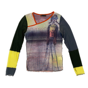 Cop Copine Woman Wearing Sunglasses Graphic Mesh Top (XS/S)