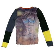 Cop Copine Woman Wearing Sunglasses Graphic Mesh Top (XS/S)