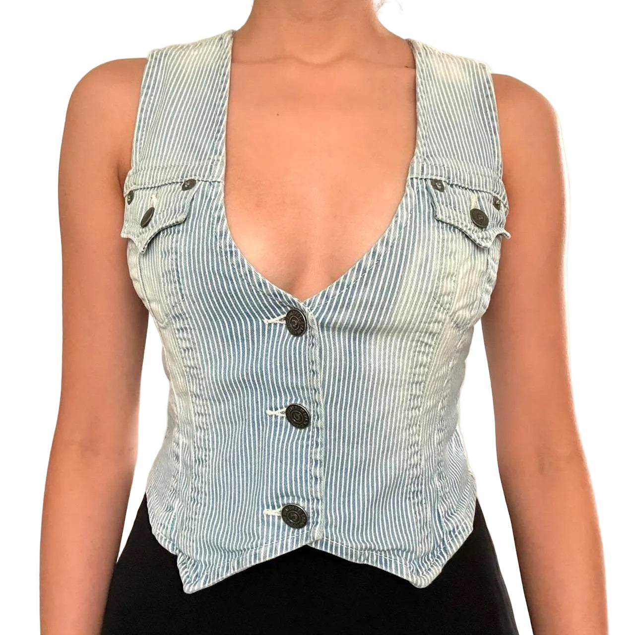 True Religion Striped Denim Vest (XS/S)