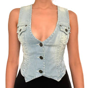 True Religion Striped Denim Vest (XS/S)