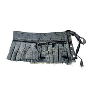 Upcycled Denim Pleated Mini Skirt-Belt (S-M)