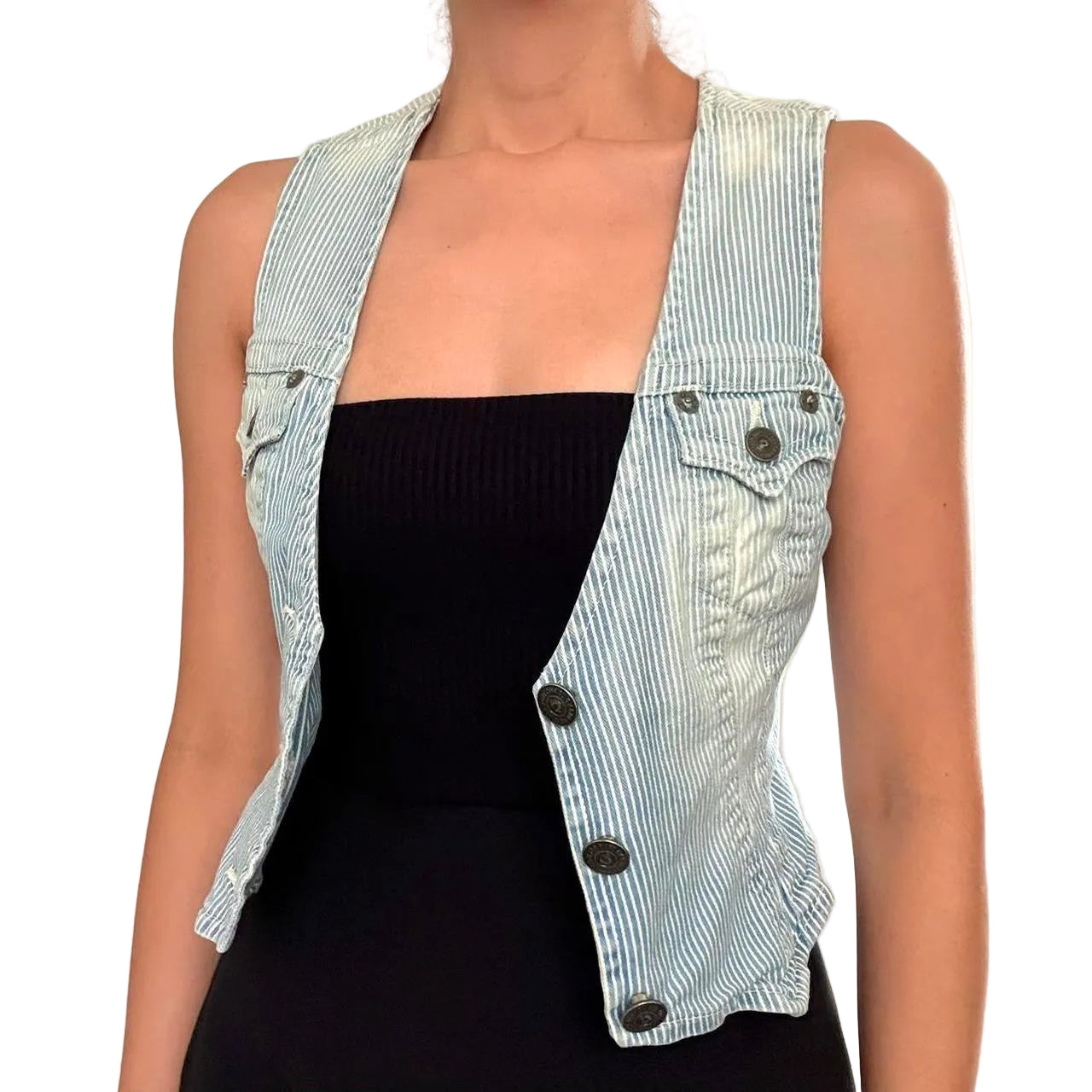 True Religion Striped Denim Vest (XS/S)