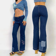 Embroidered Patchwork Jeans - XS