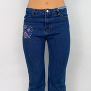 Embroidered Patchwork Jeans - XS