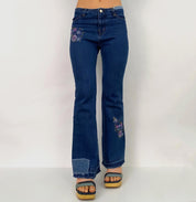 Embroidered Patchwork Jeans - XS