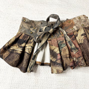 Upcycled Camo Pleated Mini Skirt-Belt (S-M)