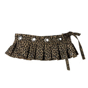 Upcycled Leopard Print Mini Skirt-Belt (S-M)