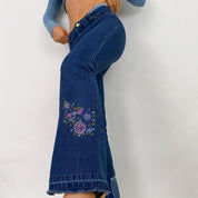 Embroidered Patchwork Jeans - XS