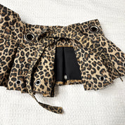 Upcycled Leopard Print Mini Skirt-Belt (S-M)