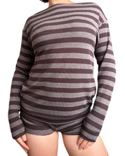 Chocolate Brown Striped Sweater (XS-XL)