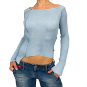 Killah Miss Sixty Shimmer Knit Asymmetric Zip Top (S)