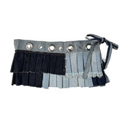 Upcycled Denim Pleated Mini Skirt-Belt (S-M)