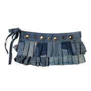 Upcycled Denim Pleated Mini Skirt-Belt (S-M)
