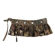 Upcycled Camo Print Pleated Mini Skirt-Belt (S-M)