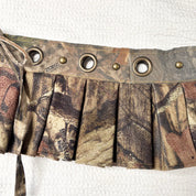Upcycled Camo Print Pleated Mini Skirt-Belt (S-M)