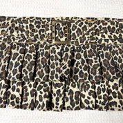 Upcycled Leopard Print Pleated Mini Skirt-Belt (S-M)