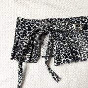 Upcycled Leopard Print Pleated Mini Skirt-Belt (S-M)