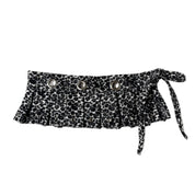 Upcycled Leopard Print Pleated Mini Skirt-Belt (S-M)