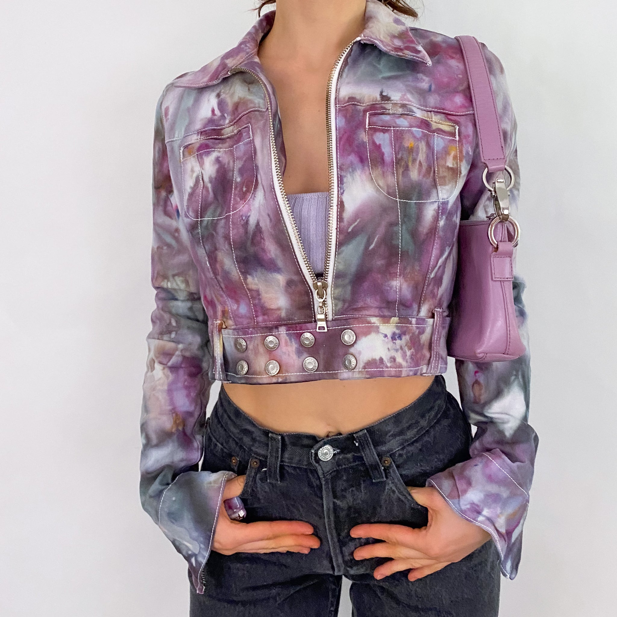 Guess Tie Dye Moto Jacket - Small