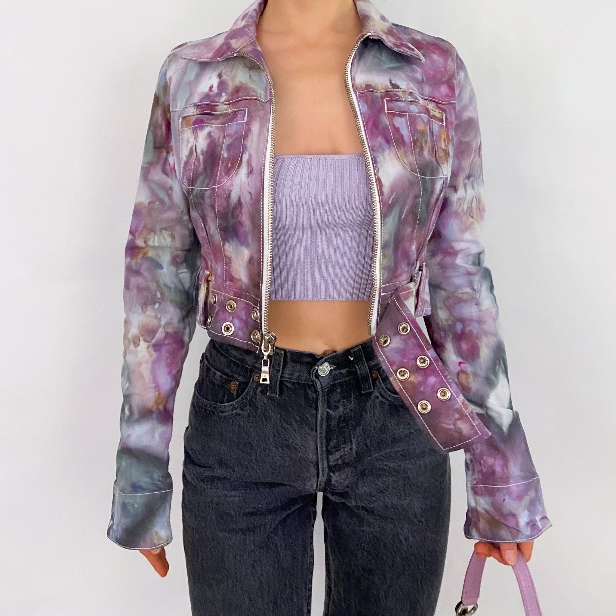 Guess Tie Dye Moto Jacket - Small