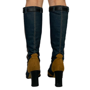 Miss Sixty 2000s Denim & Suede Knee High Boots (8)