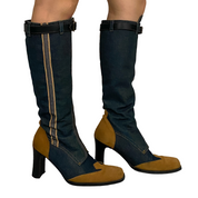 Miss Sixty 2000s Denim & Suede Knee High Boots (8)
