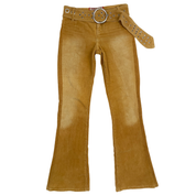Vanilla Star Y2K Belted Corduroy Flare Pants (S)