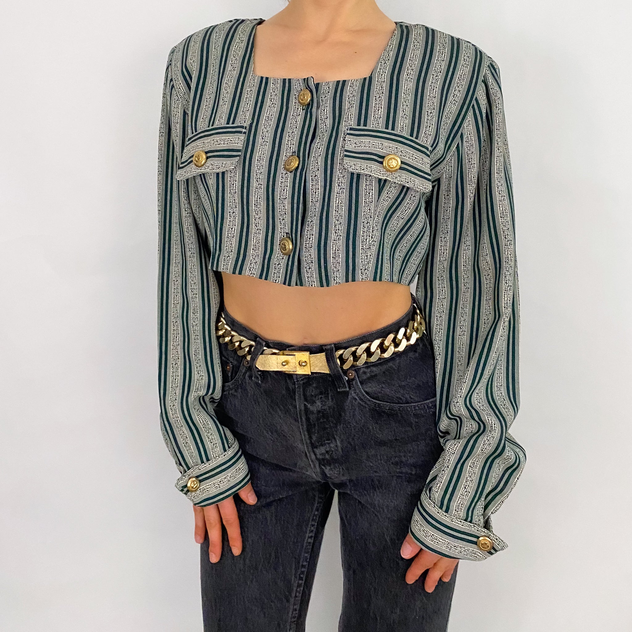Vintage Cropped Blouse - Large