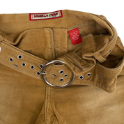 Vanilla Star Y2K Belted Corduroy Flare Pants (S)