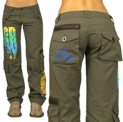Don Ed Hardy 2000s Le Vif Production Low Rise Tattoo Cargo Pants (XS/S)