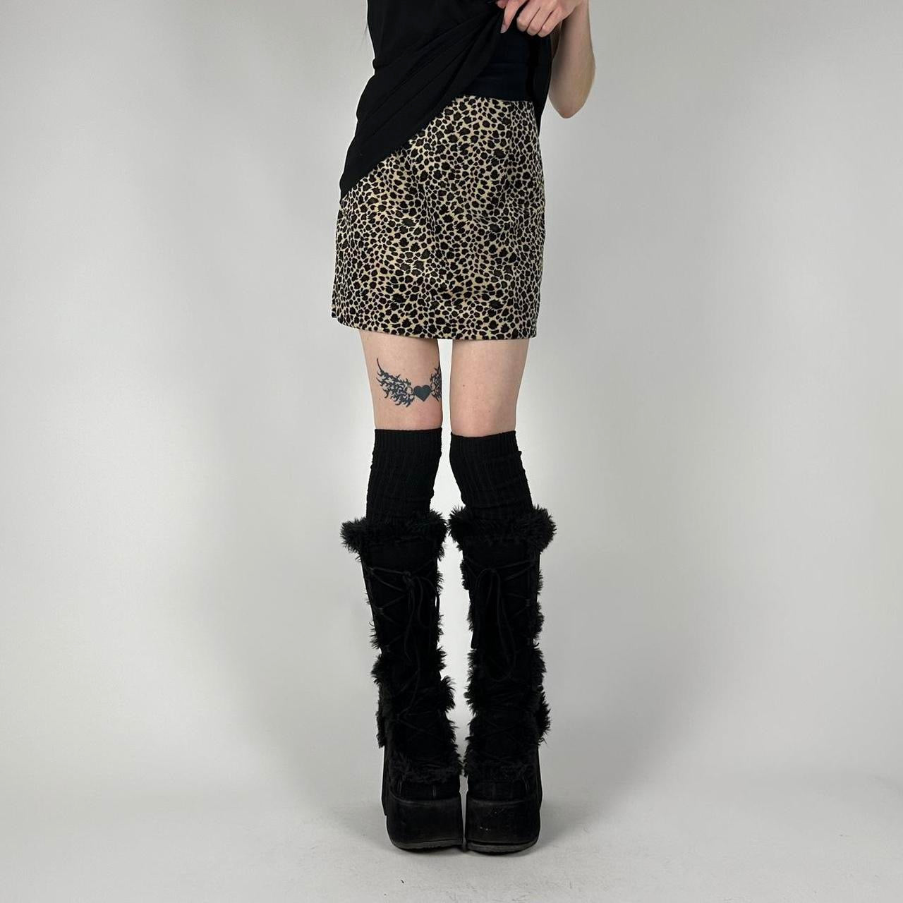 90s Fuzzy Cheetah Mini Skirt (XS)