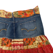 Funky Denim Tiered Midi Skirt (2X)