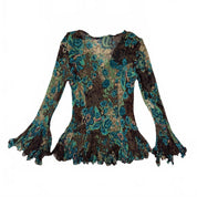 Alberto Makali Sequin Floral Bell Sleeve Top (m)