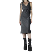 90s Metallic Silver Dress (S/M)