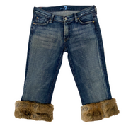 7FAM Low Rise Fur Trim Capris (S)