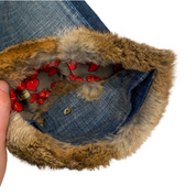7FAM Low Rise Fur Trim Capris (S)