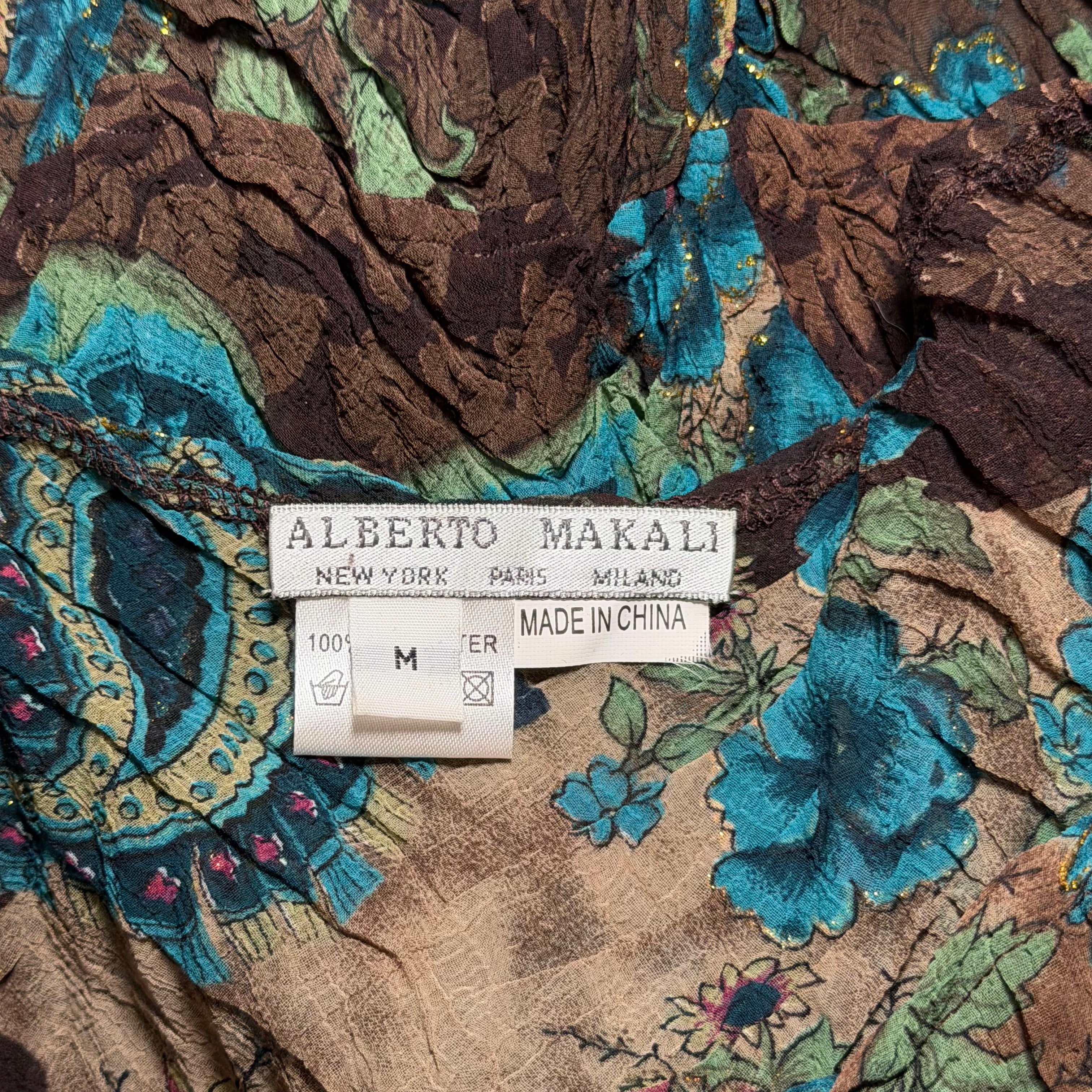Alberto Makali Sequin Floral Bell Sleeve Top (m)