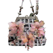 Mary Frances Beaded Shoulder Bag with Pink Flowers