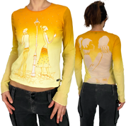 Miss Sixty 2000s Ombré Mesh Graphic Rhinestone Top (M)