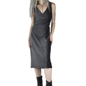 90s Metallic Silver Dress (S/M)