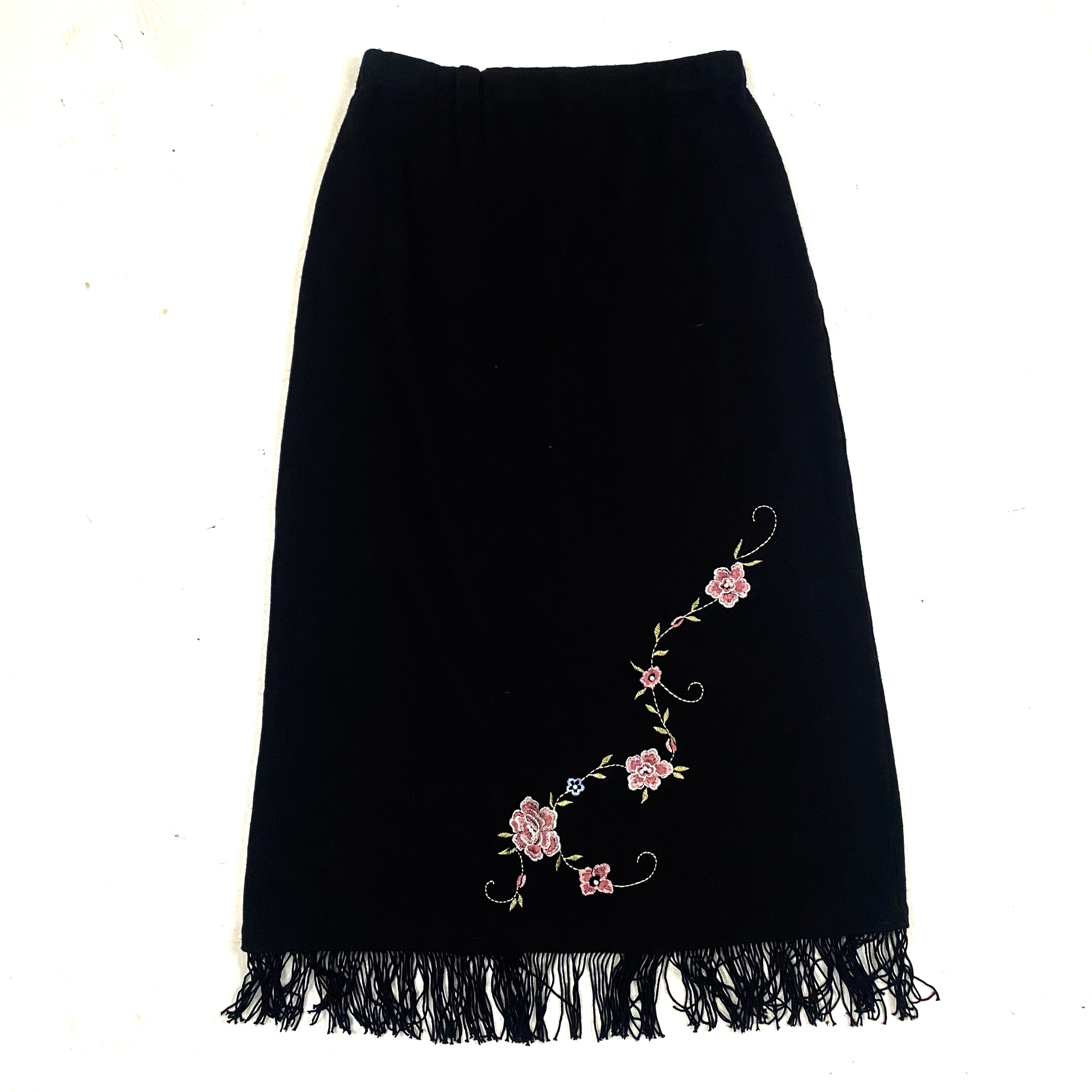2000's Knit Fringe Midi Skirt (S)