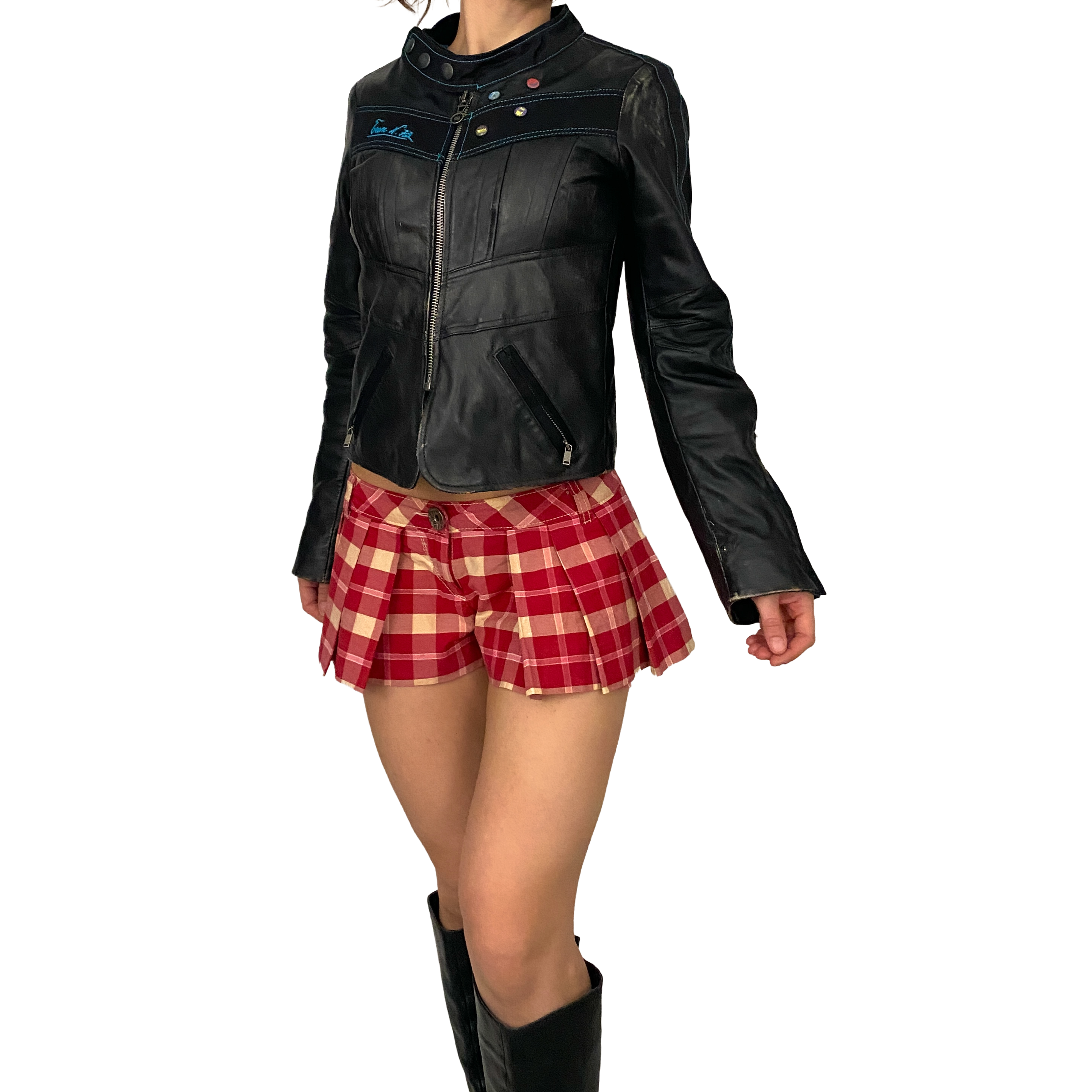 Miss Sixty 2000s Red Plaid Pleated Micro Shorts (XS/S)