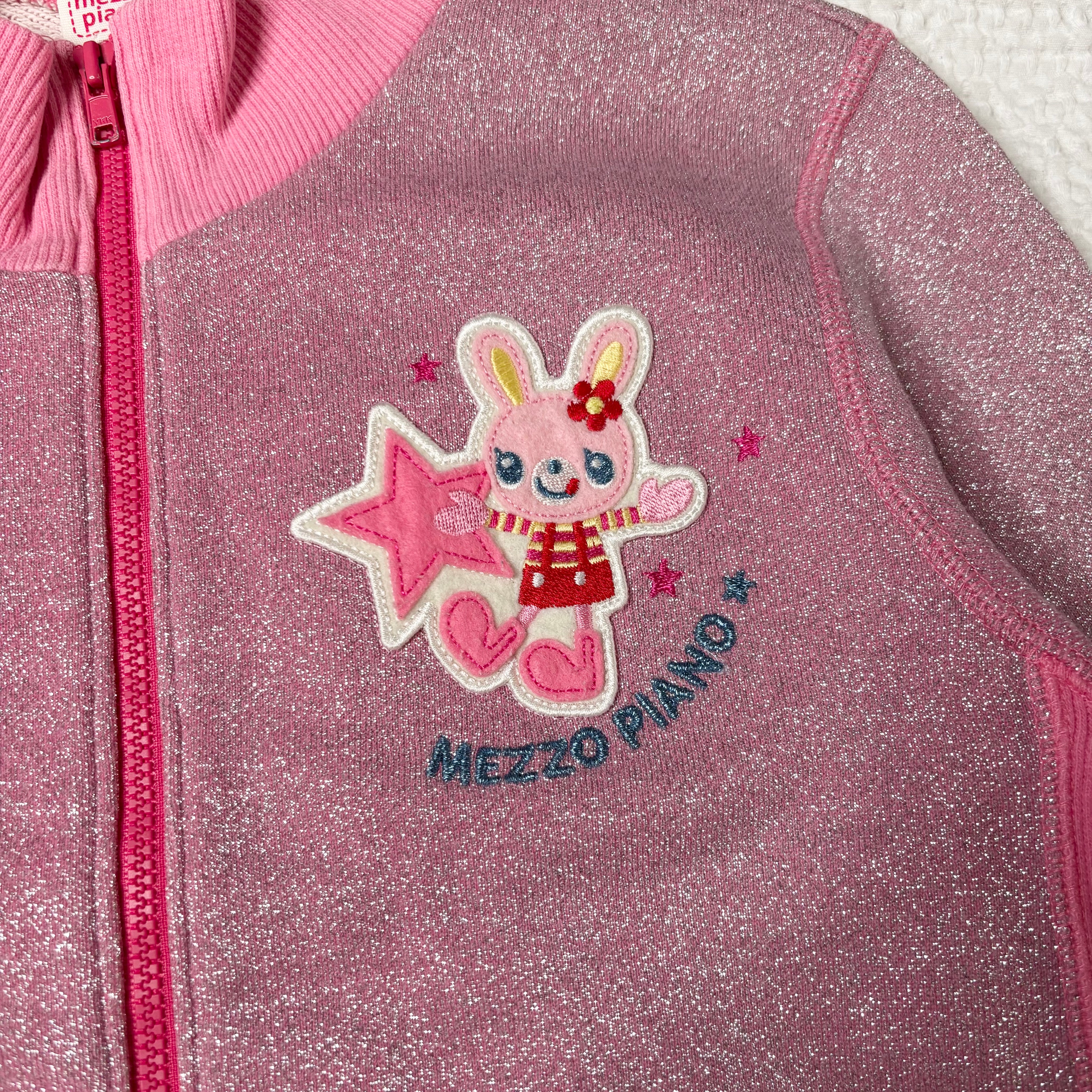 Mezzo Piano Sparkly Mock Neck Zip Up (XS)